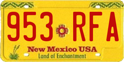 NM license plate 953RFA