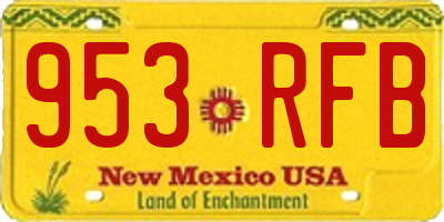NM license plate 953RFB