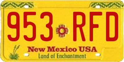NM license plate 953RFD