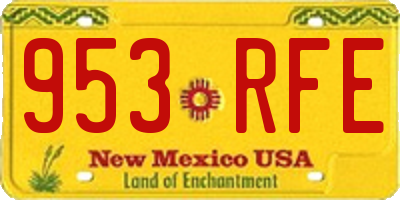 NM license plate 953RFE
