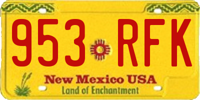 NM license plate 953RFK