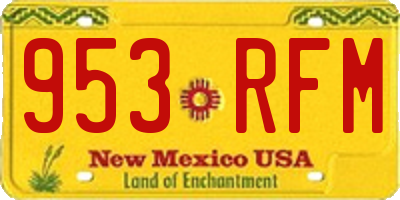 NM license plate 953RFM