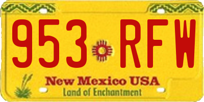 NM license plate 953RFW