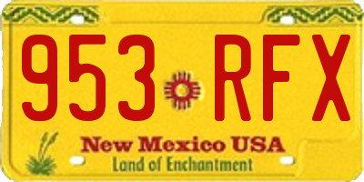 NM license plate 953RFX