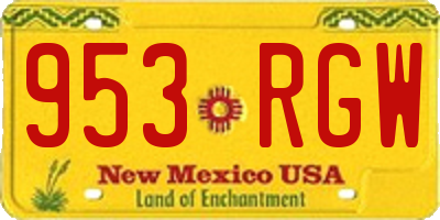 NM license plate 953RGW