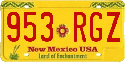 NM license plate 953RGZ