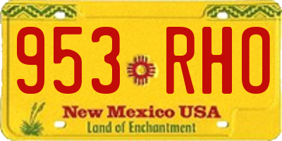 NM license plate 953RHO