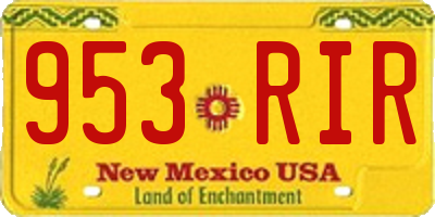 NM license plate 953RIR