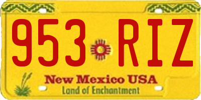 NM license plate 953RIZ