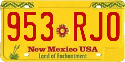 NM license plate 953RJO