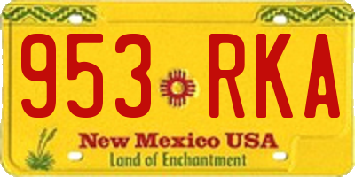 NM license plate 953RKA