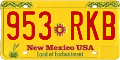 NM license plate 953RKB
