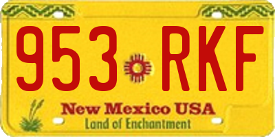 NM license plate 953RKF