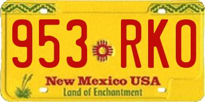 NM license plate 953RKO