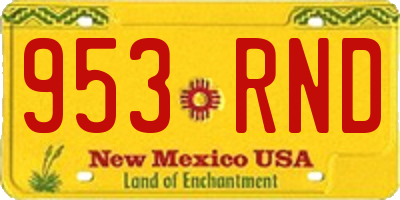 NM license plate 953RND