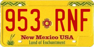 NM license plate 953RNF