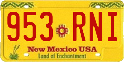 NM license plate 953RNI