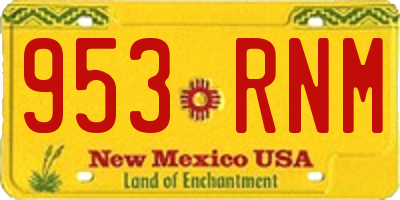 NM license plate 953RNM