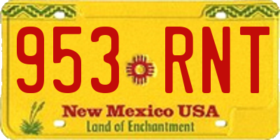 NM license plate 953RNT