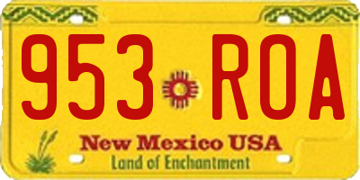 NM license plate 953ROA