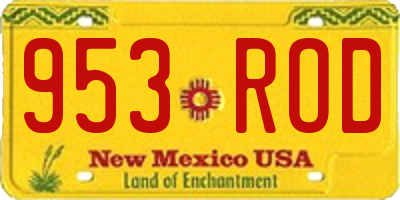 NM license plate 953ROD