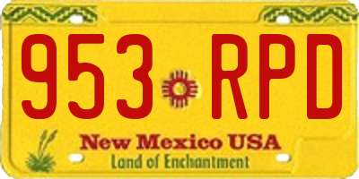 NM license plate 953RPD