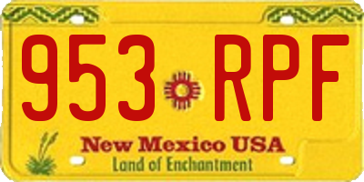 NM license plate 953RPF