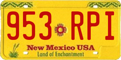 NM license plate 953RPI