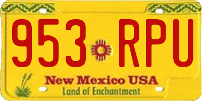 NM license plate 953RPU