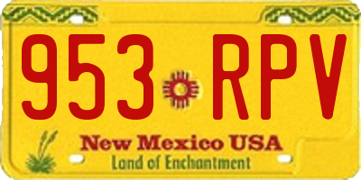NM license plate 953RPV