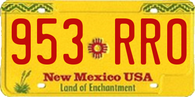NM license plate 953RRO