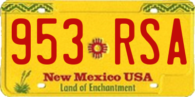 NM license plate 953RSA
