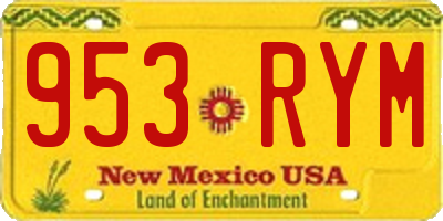 NM license plate 953RYM