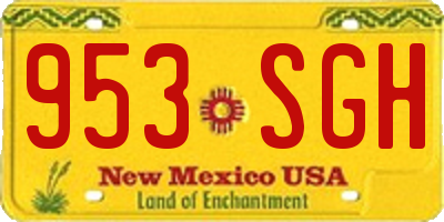 NM license plate 953SGH