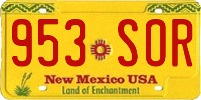 NM license plate 953SOR