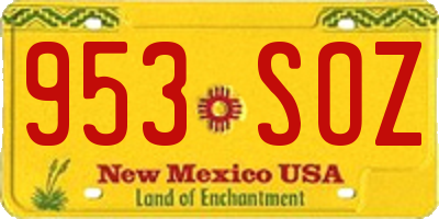 NM license plate 953SOZ