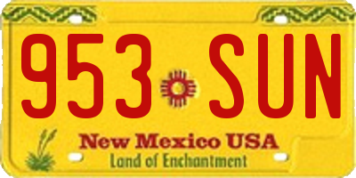 NM license plate 953SUN