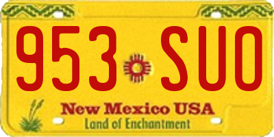 NM license plate 953SUO