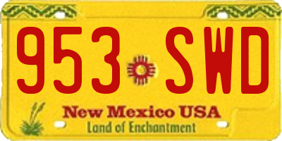 NM license plate 953SWD