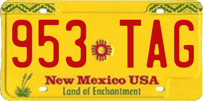 NM license plate 953TAG