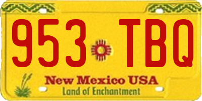 NM license plate 953TBQ
