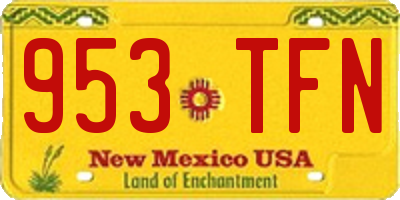 NM license plate 953TFN