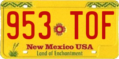 NM license plate 953TOF