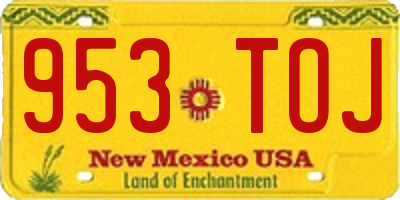 NM license plate 953TOJ