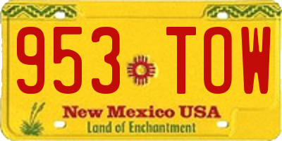 NM license plate 953TOW
