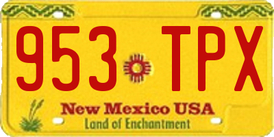 NM license plate 953TPX