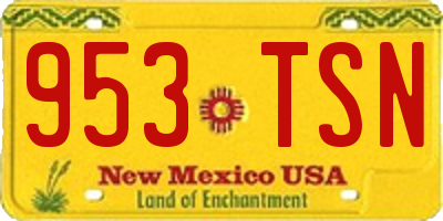 NM license plate 953TSN