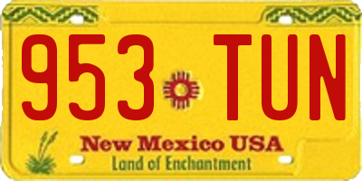 NM license plate 953TUN