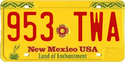 NM license plate 953TWA