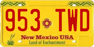 NM license plate 953TWD